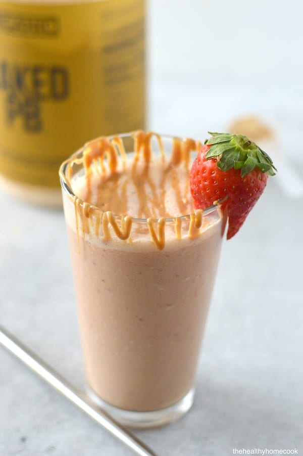 Made with just a few healthy ingredients, this creamy Strawberry Peanut Butter Smoothie is an easy breakfast or snack kids will love.
